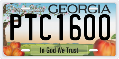 GA license plate PTC1600