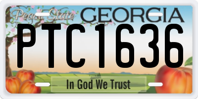GA license plate PTC1636