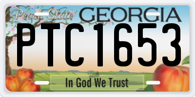 GA license plate PTC1653