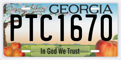 GA license plate PTC1670