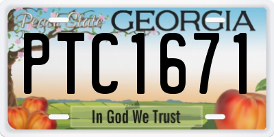 GA license plate PTC1671