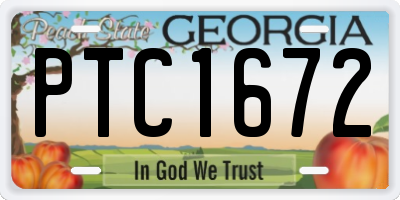 GA license plate PTC1672