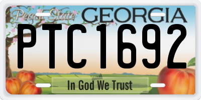 GA license plate PTC1692