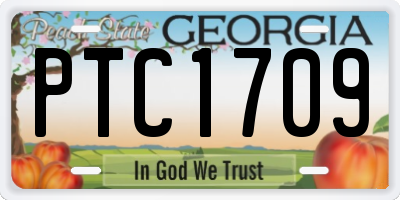 GA license plate PTC1709