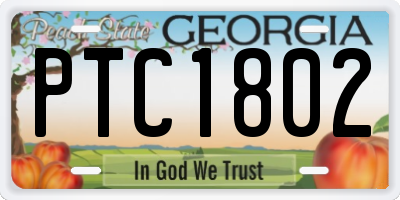 GA license plate PTC1802