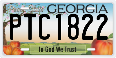 GA license plate PTC1822