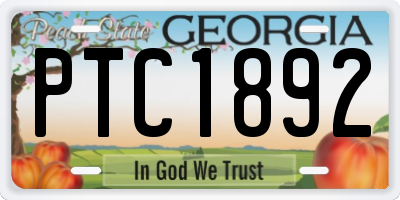 GA license plate PTC1892