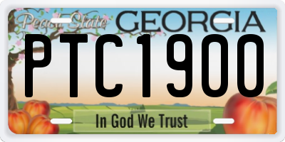 GA license plate PTC1900