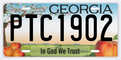 GA license plate PTC1902