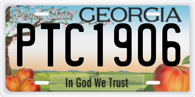 GA license plate PTC1906