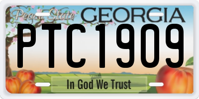 GA license plate PTC1909