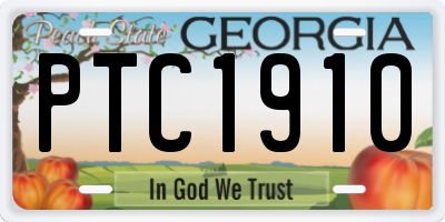 GA license plate PTC1910