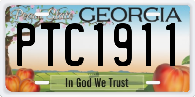 GA license plate PTC1911