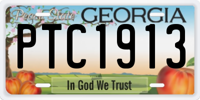 GA license plate PTC1913