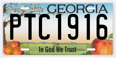 GA license plate PTC1916