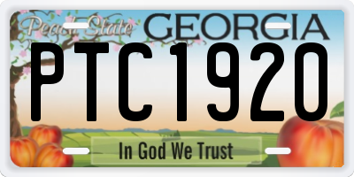 GA license plate PTC1920