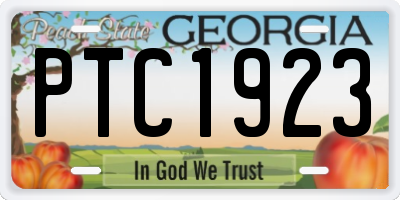 GA license plate PTC1923