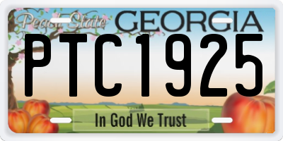 GA license plate PTC1925