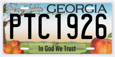 GA license plate PTC1926