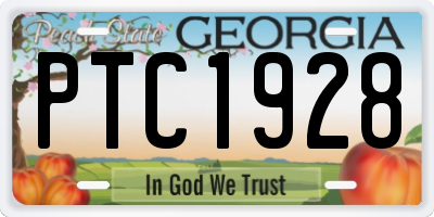 GA license plate PTC1928