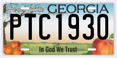 GA license plate PTC1930