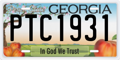 GA license plate PTC1931