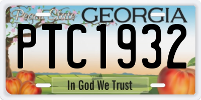 GA license plate PTC1932