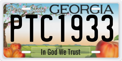 GA license plate PTC1933