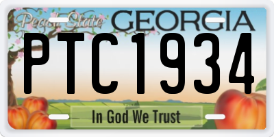 GA license plate PTC1934