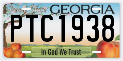 GA license plate PTC1938