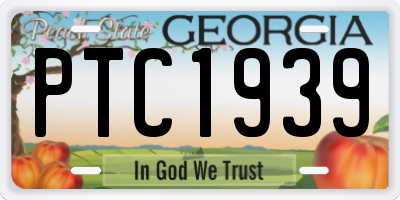 GA license plate PTC1939