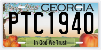 GA license plate PTC1940