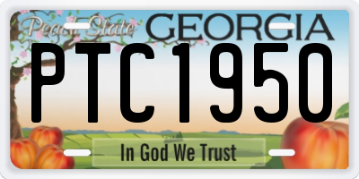 GA license plate PTC1950