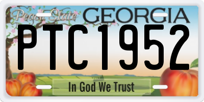 GA license plate PTC1952