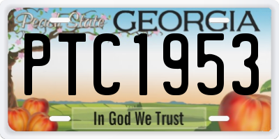 GA license plate PTC1953
