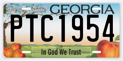 GA license plate PTC1954