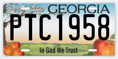 GA license plate PTC1958