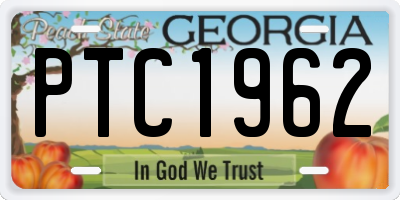 GA license plate PTC1962