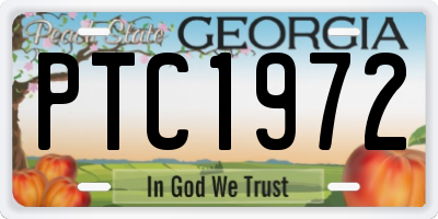 GA license plate PTC1972