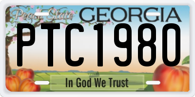 GA license plate PTC1980