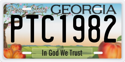 GA license plate PTC1982