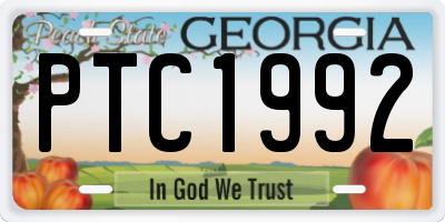 GA license plate PTC1992