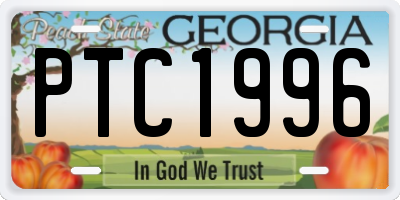 GA license plate PTC1996