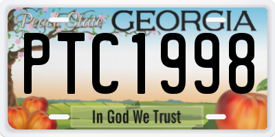 GA license plate PTC1998