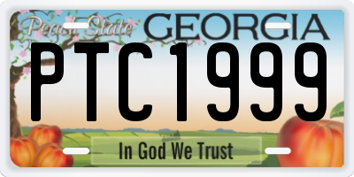 GA license plate PTC1999