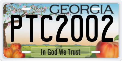 GA license plate PTC2002