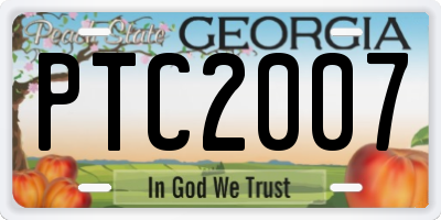 GA license plate PTC2007