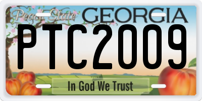 GA license plate PTC2009