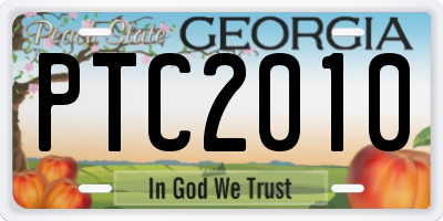 GA license plate PTC2010