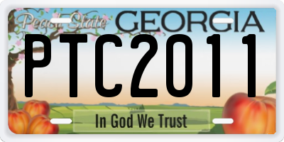 GA license plate PTC2011
